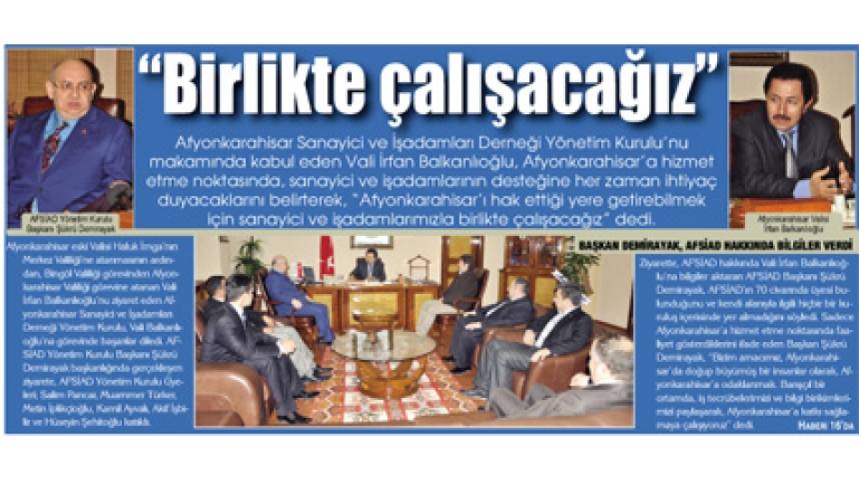 "BİRLİKTE ÇALIŞACAĞIZ" Gazete3- 13.Ocak.2011',